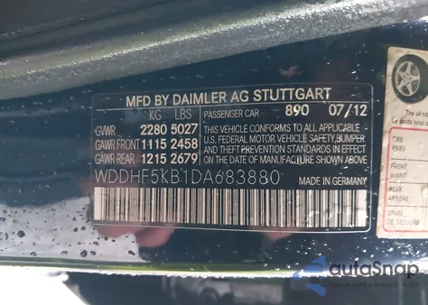 2013 Mercedes-Benz E 350 from USA, damaged, VIN WDDHF5KB1DA683880